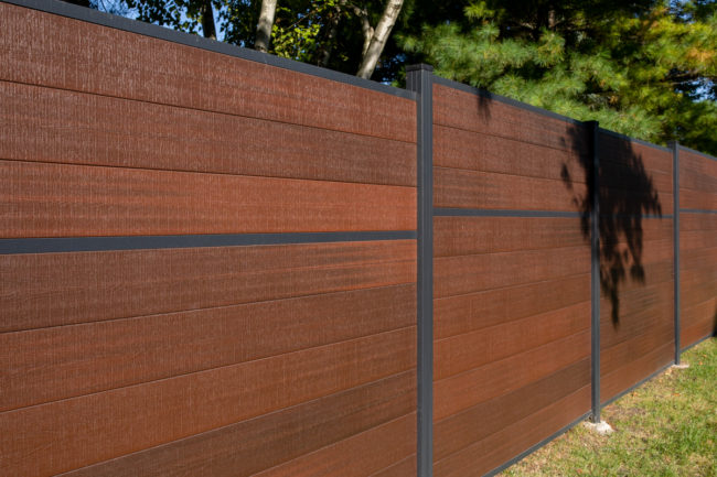 Modern Composite Horizontal Privacy Fence with Aluminum Posts and Rails