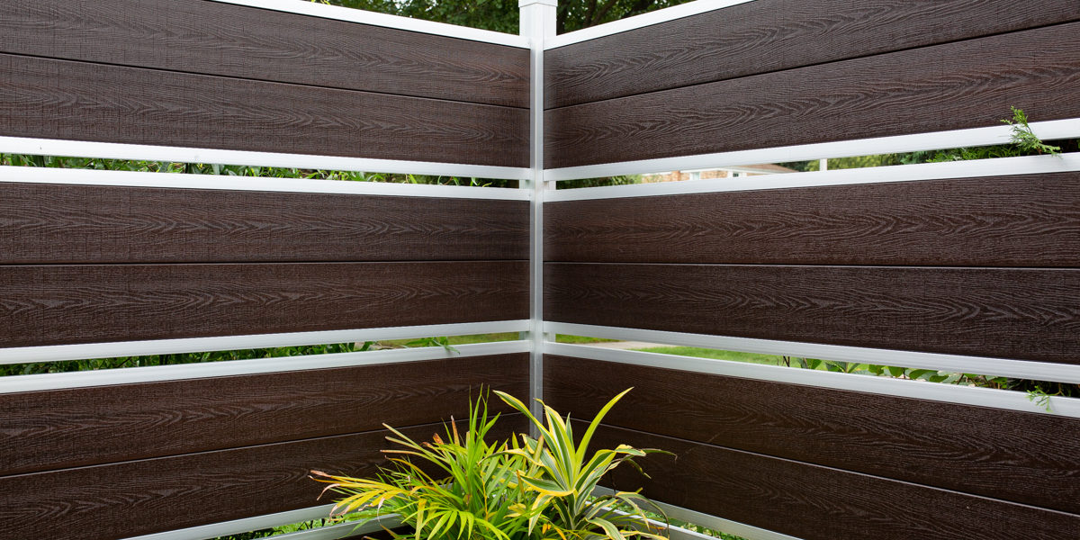 Modern Composite Horizontal Semi Privacy Fence with Aluminum Posts and Rails