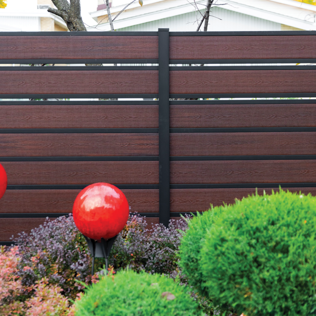 Semi Privacy Composite Fence With Aluminum Posts And Rails