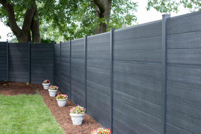 Modern Composite Horizontal Privacy Fence with Aluminum Posts and Rails