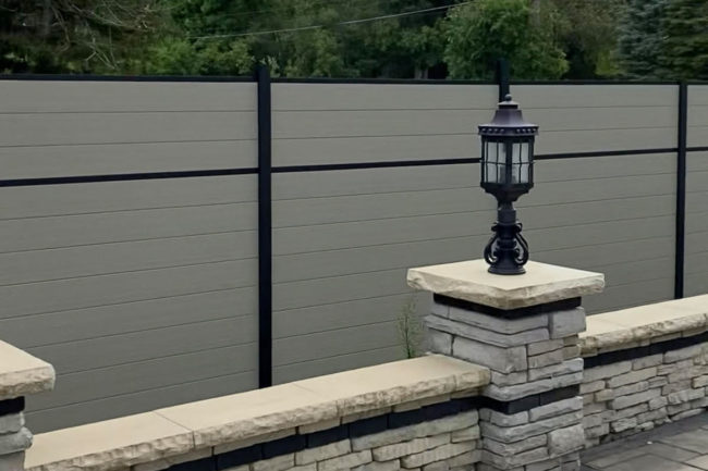 Modern Composite Horizontal Privacy Fence and Gate with Aluminum Posts and Rails