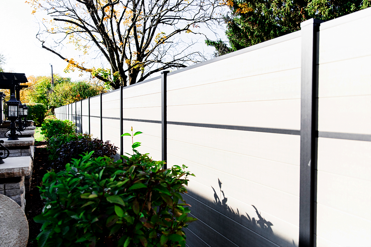 Composite Fence Privacy Sandy Birch Black Aluminum1