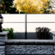 Modern Composite Privacy Fence Sandy Birch and Black Aluminum