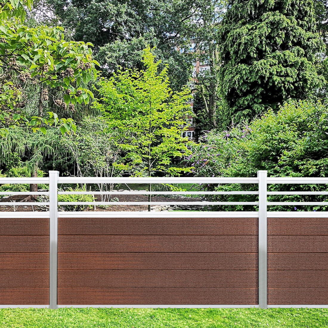 4 H x 6 W Trellis Fence Design Composite Aspen Brown Natural Aluminum