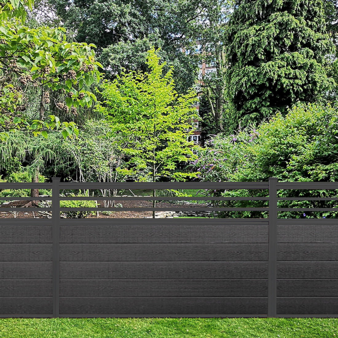 4 H x 6 W Trellis Fence Design Composite Charcoal Black Aluminum