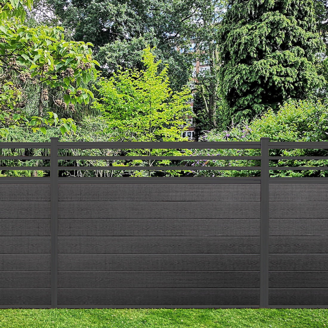 5 H x 6 W Trellis Fence Design Composite Charcoal Black Aluminum copy