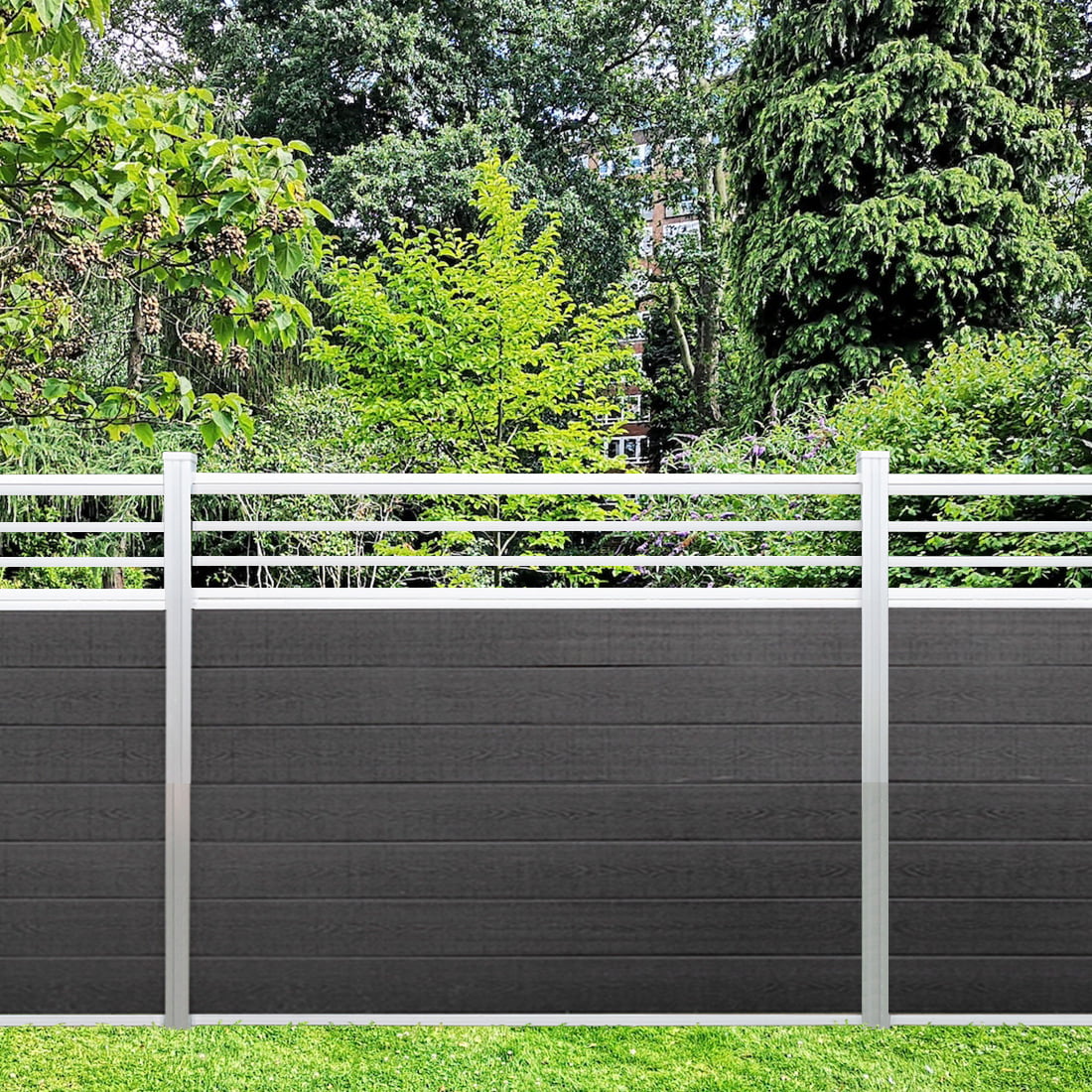 5 H x 6 W Trellis Fence Design Composite Charcoal Natural Aluminum