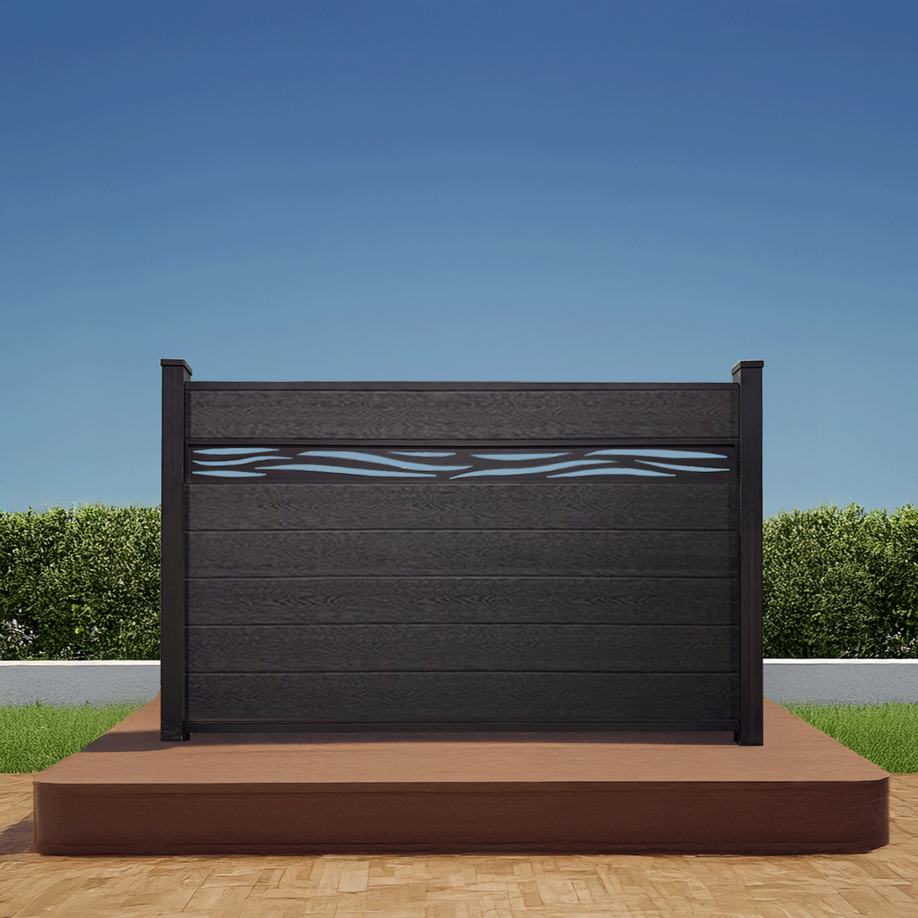 Waveform Lattice Composite Charcoal Fence 4