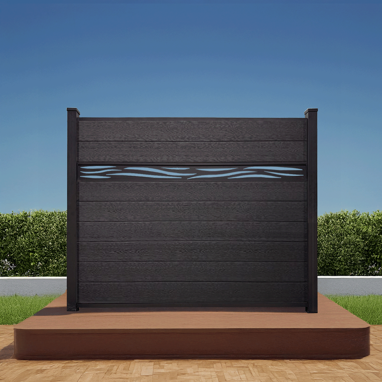 Waveform Lattice Composite Charcoal Fence 5