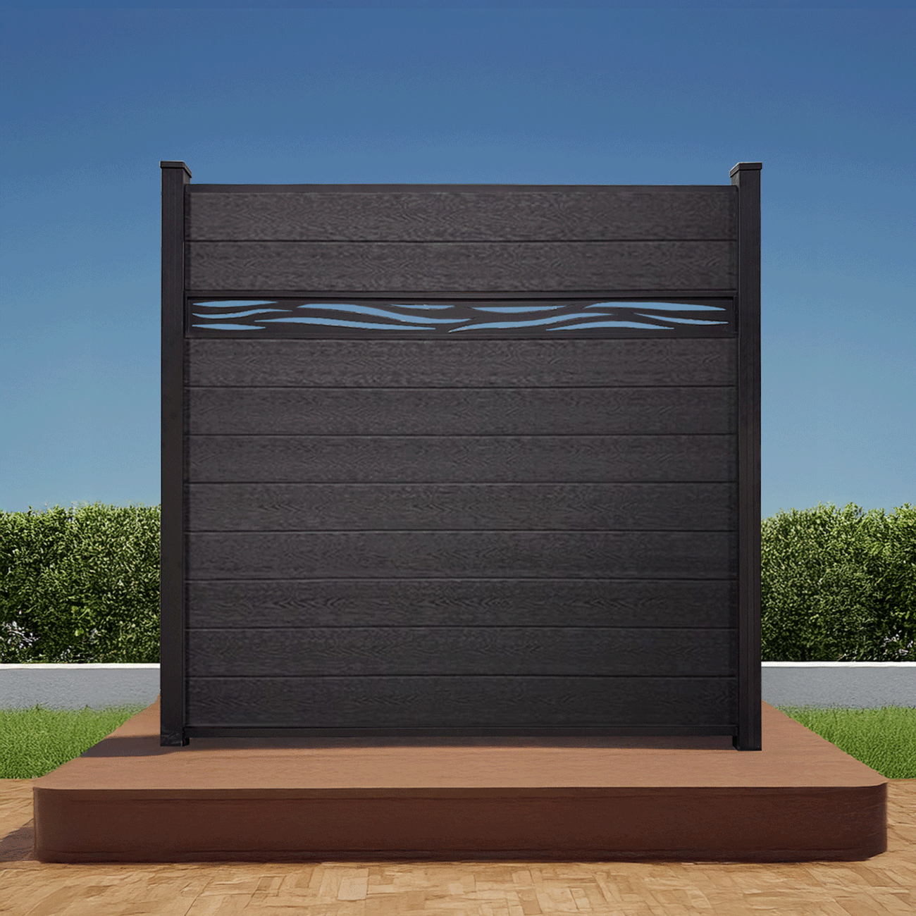 Waveform Lattice Composite Charcoal Fence 6