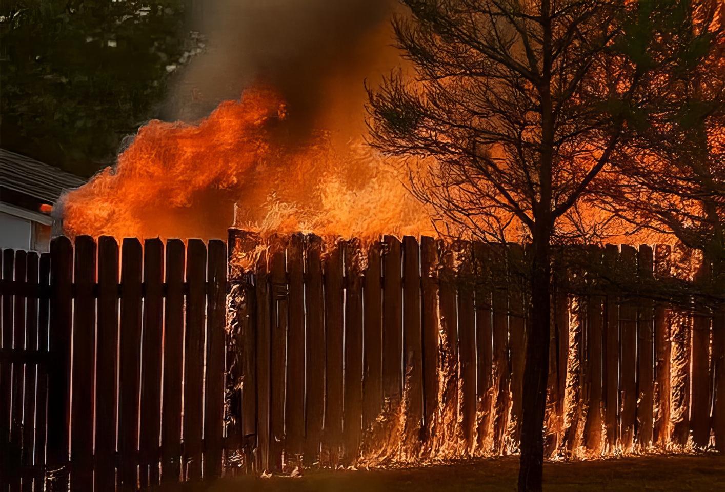 Fence on fire