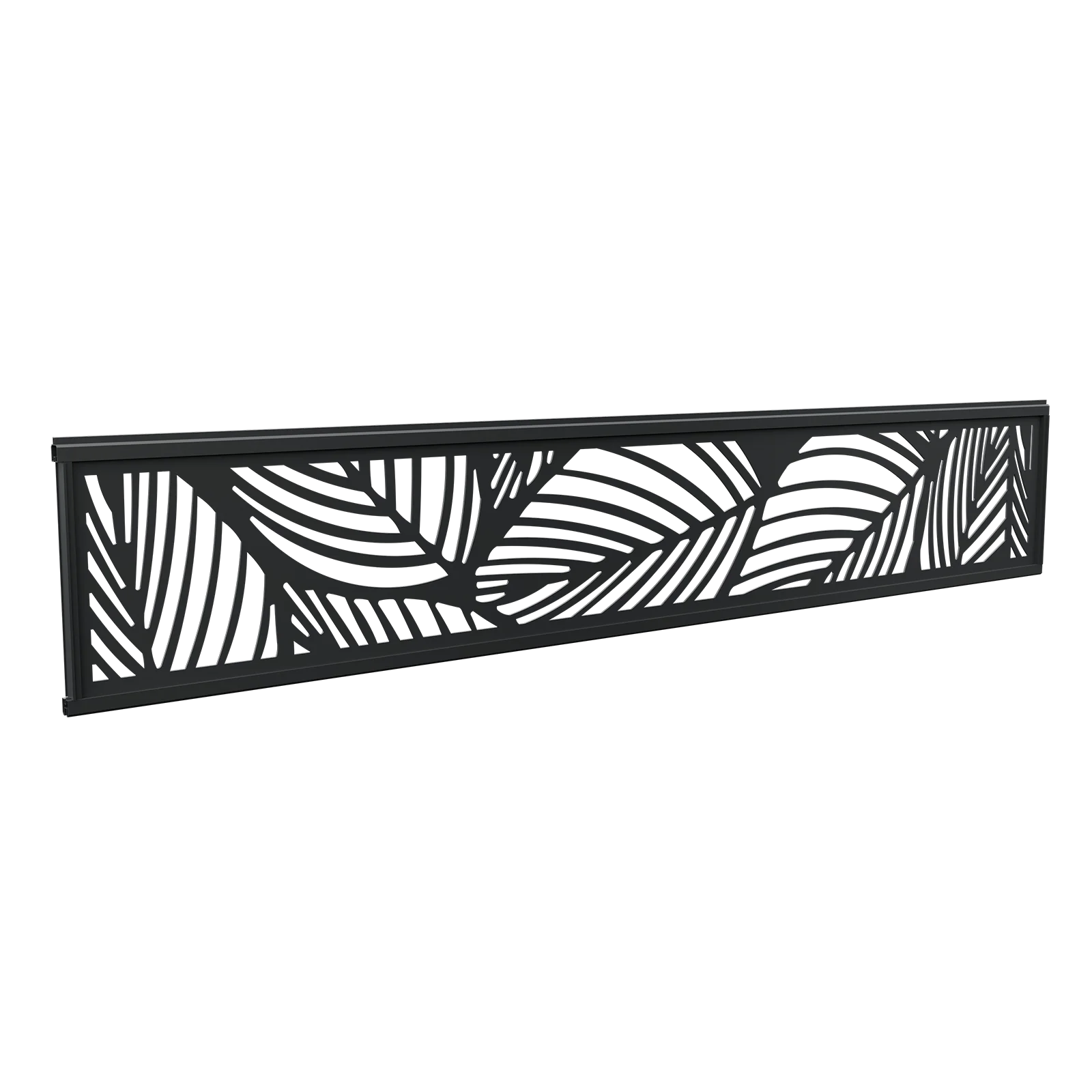 Greenwood Fence Leaf Lattice Assembly, 12.44 inch (316mm) matte black powder-coated aluminum modular decorative fence infill with integrated framing