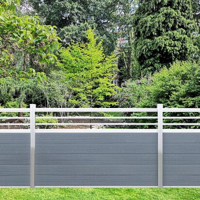 4 H x 6 W Trellis Fence Design Composite Silver Grey Natural Aluminum
