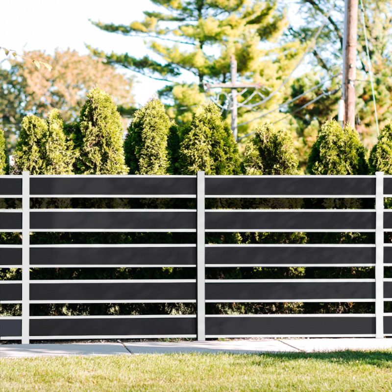 5 H x 6 W Horizontal Picket Composite Fence Design Charcoal Natural Aluminum