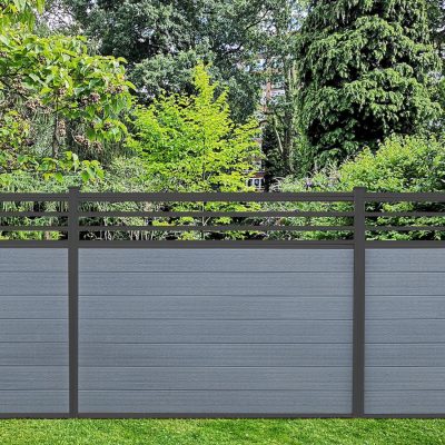 5 H x 6 W Trellis Fence Design Composite Silver Grey Black Aluminum