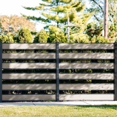 6 H x 6 W Non Privacy Picket Composite Fence Design Sandy Birch Black Aluminum