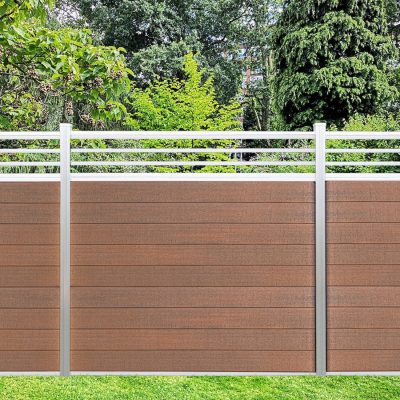 6 H x 6 W Trellis Fence Design Composite Cedar Natural Aluminum