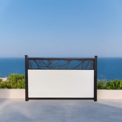 Leaf Lattice Vinyl Fence Mykonian White 4ft GWF