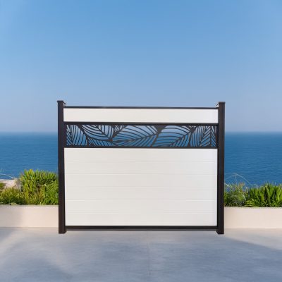 Leaf Lattice Vinyl Fence Mykonian White 5ft GWF