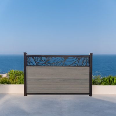 Leaf Lattice Vinyl Fence Woodgrain Walnut 4ft GWF