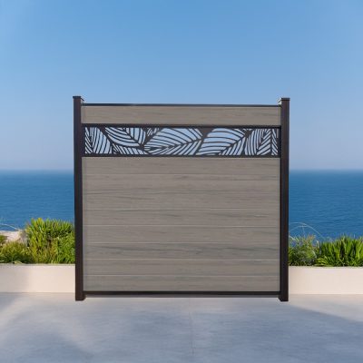 Leaf Lattice Vinyl Fence Woodgrain Walnut 6ft GWF