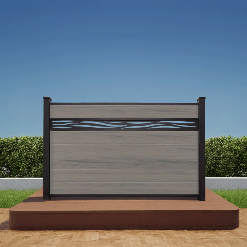 Waveform Lattice Vinyl Woodgrain Walnut Fence 4