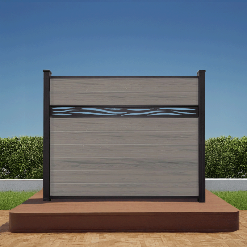 Waveform Lattice Vinyl Woodgrain Walnut Fence 5