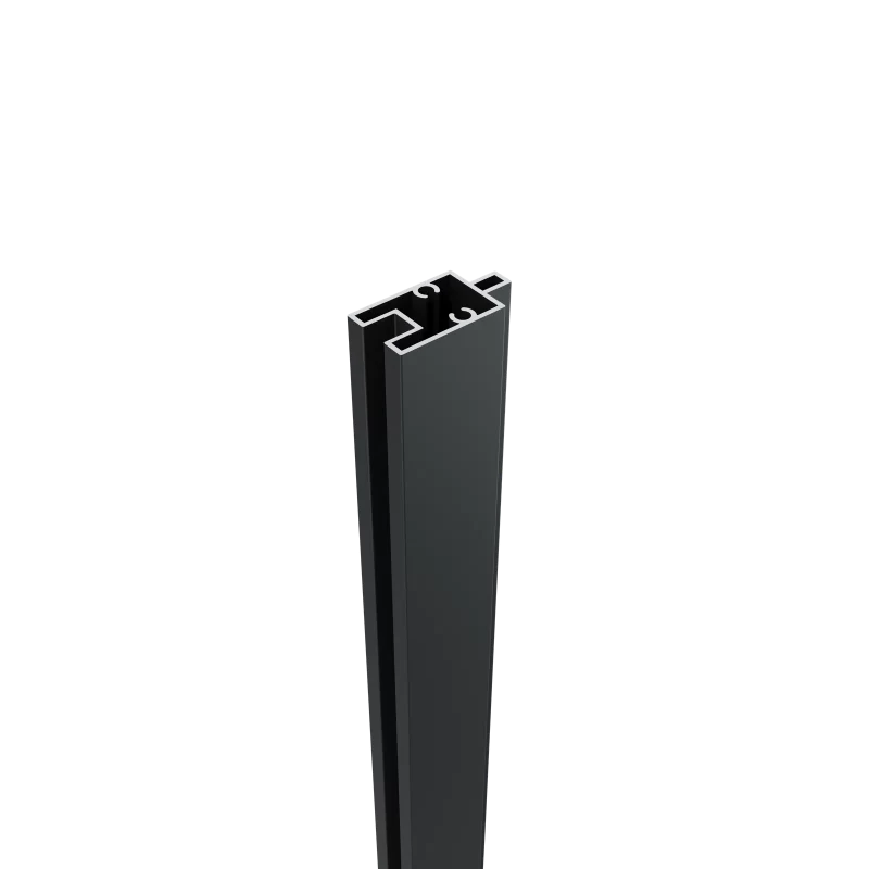 Greenwood Fence Bottom Rail matte black powder-coated aluminum 6-foot tongue-and-groove profile for base or mid rail use