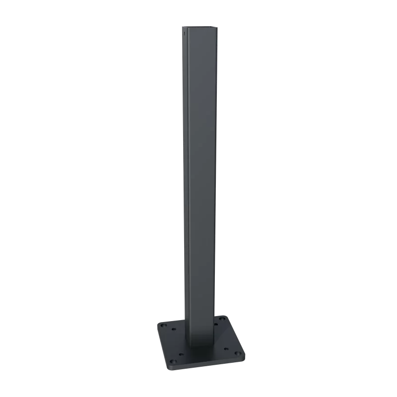 Greenwood Fence Commercial HP Post steel base plate galvanized 6 inch square with integrated 24 inch rod for surface-mount installation