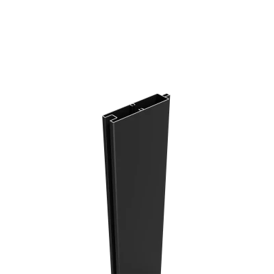 Greenwood Fence Deluxe Bottom or Mid Rail, 3.15 inch (80mm) matte black powder-coated aluminum rail for composite fence panels, shown in profile